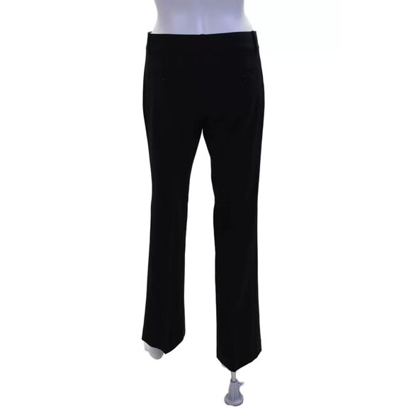 Theory Women's Cotton Black Solid Flat Front Dress Pants 2 #717417 - Picture 2 of 3